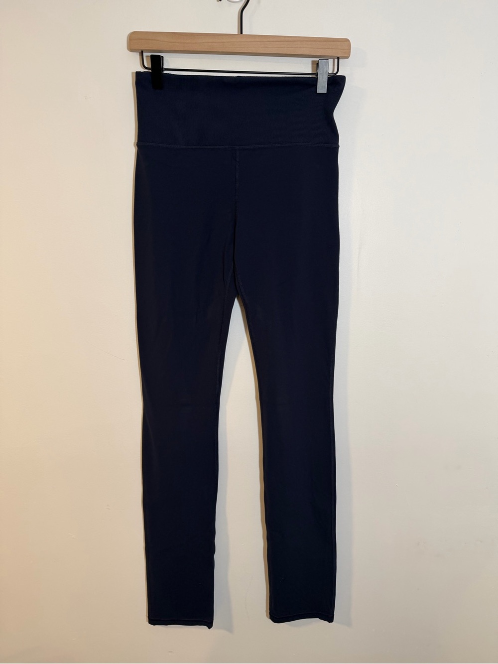 Athleta Studio Rib Skinny Leg Pant Navy Blue Size Medium Tall Yoga Leggings